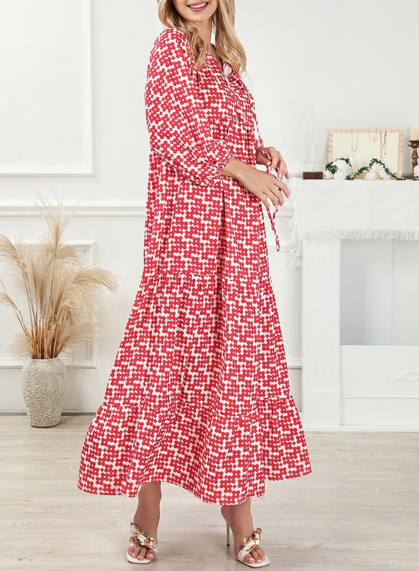 Like™ - Damen Puffarmel Geometrische Bohemian Maxikleider