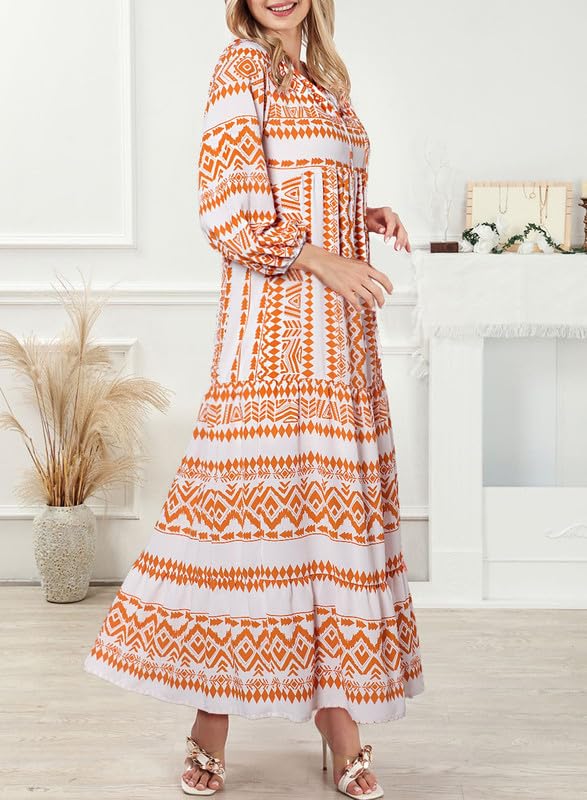 Like™ - Damen Puffarmel Geometrische Bohemian Maxikleider