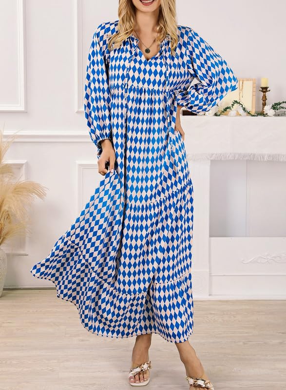 Like™ - Damen Puffarmel Geometrische Bohemian Maxikleider