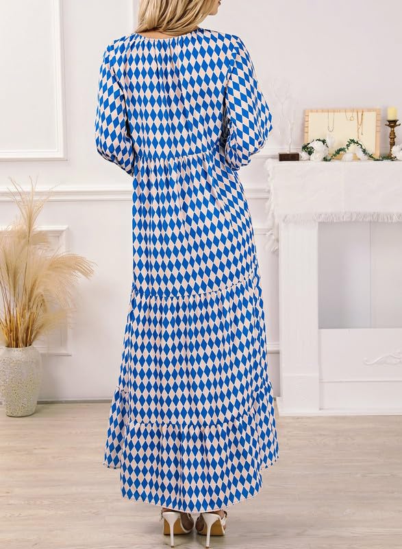 Like™ - Damen Puffarmel Geometrische Bohemian Maxikleider