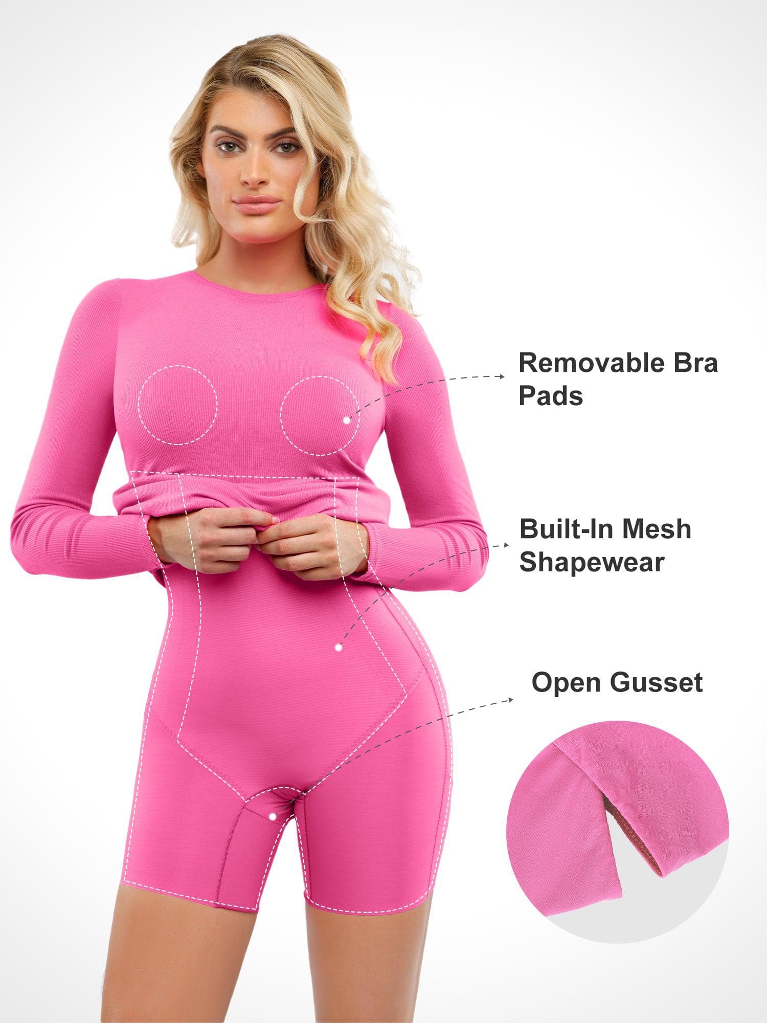 Shapewear Modal Langarm Rundhalsausschnitt Schlankes Midikleid